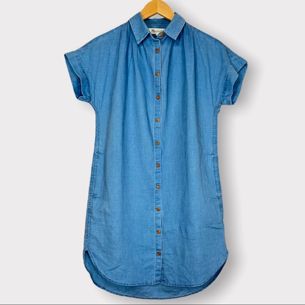 Madewell Indigo Central Shirtdress- Linen Blend
